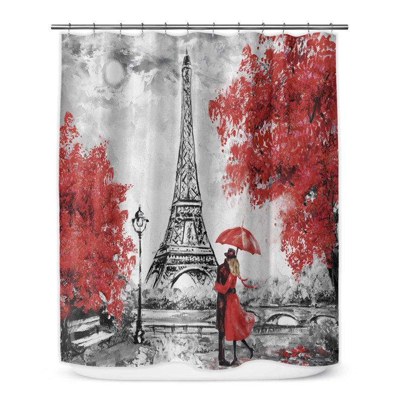 Rideau de douche simple à motif floral Betsua, H 70 po x l 71 po