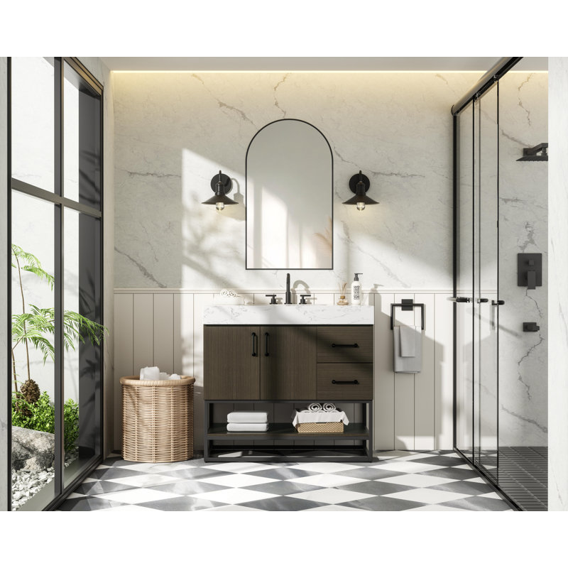 36 inch Single Bathroom Vanity, Mocha Brown