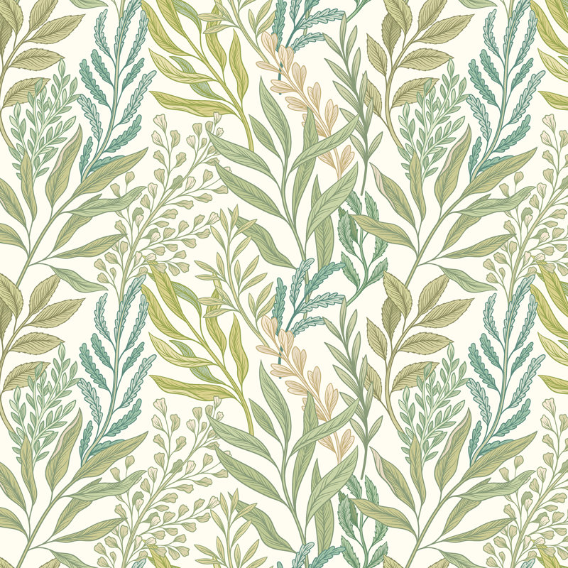 Verdant Leaves - Parchment, Green