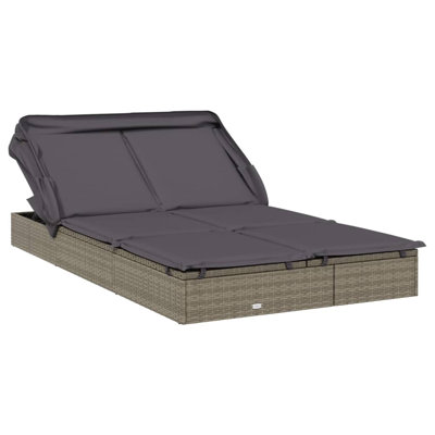 2-Person Sunbed With Foldable Roof 83.9"X46.5"X38.2" Poly Rattan by Latitude Run