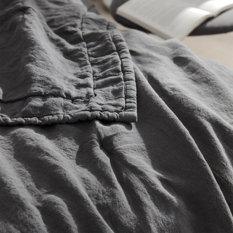 Dark Sky Reserve Linen Baffle Box Stitch Comforter, Gray, Twin Extra Long Comforter