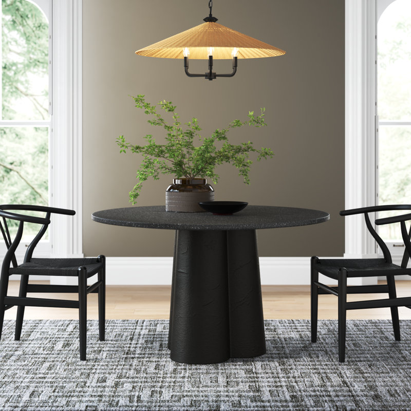 Alexi Black Concrete Round Outdoor Dining Table