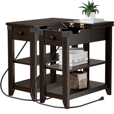 Teyahna End Table Set and Built-In Outlets