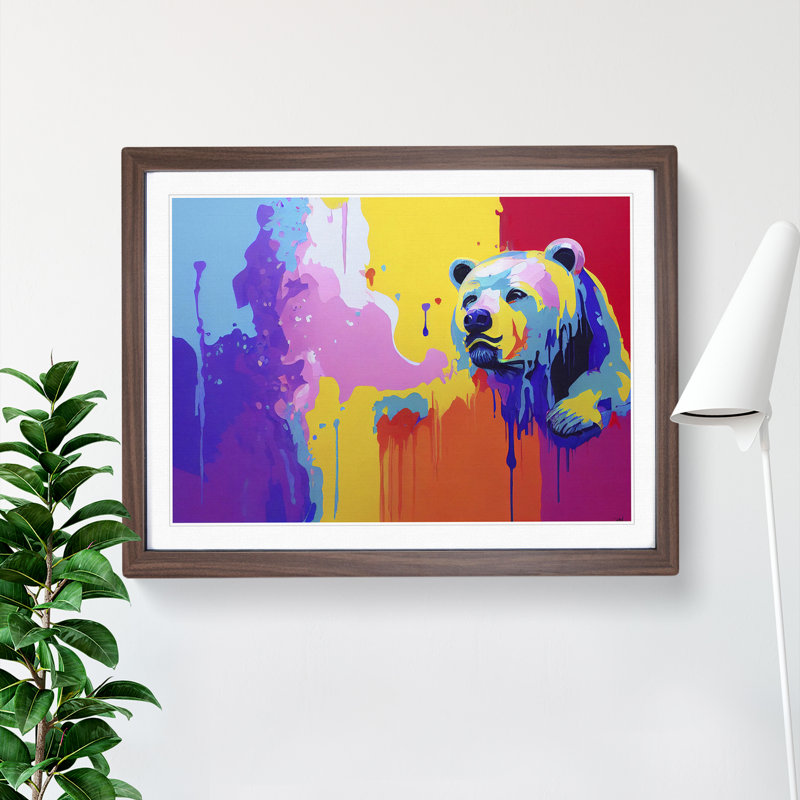 Bear Paint Splash Vol.3 Abstract - Framed Print, Walnut, 46cm H x 64cm W x 2cm D