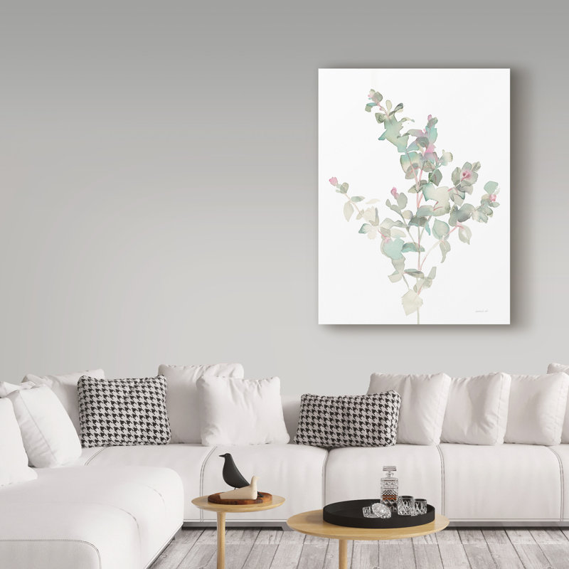 « eucalyptus ii white », reproduction de peinture à l’acrylique sur toile tendue, H 24 po x l 18 po