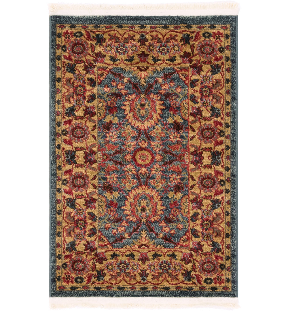 Moore Power Loom Blue/Brown Rug Charlton Home® Rug 