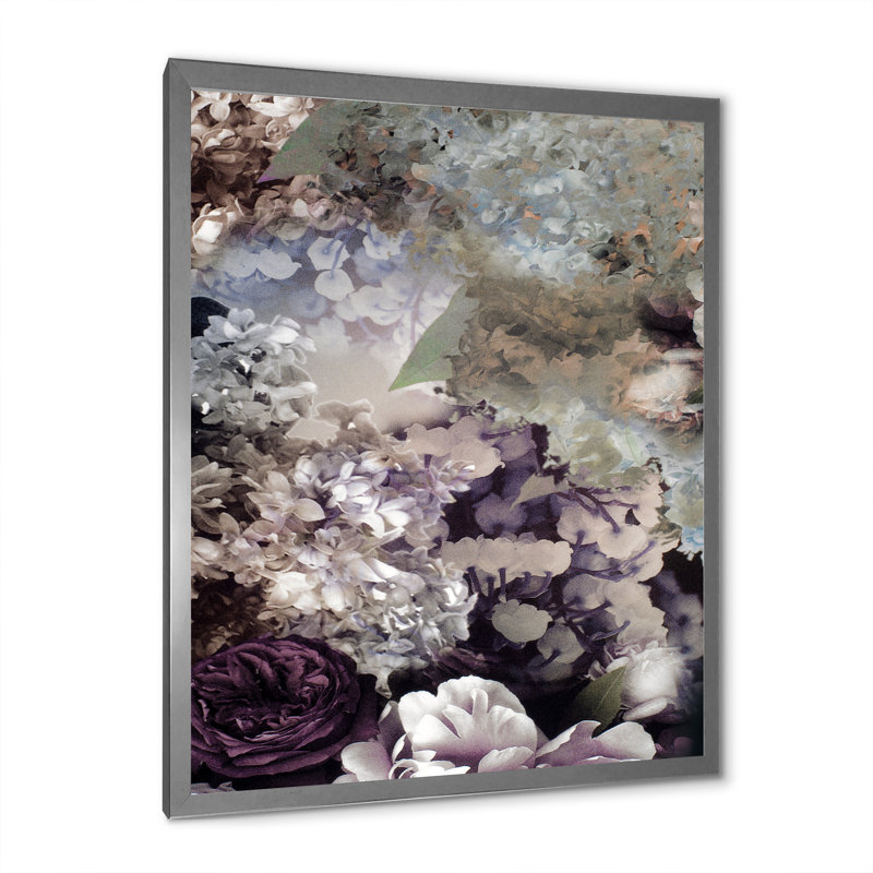 Tissu grung rose pâle en soie - reproduction sur toile, Cadre photo argenté, H 40 po x l 30 po