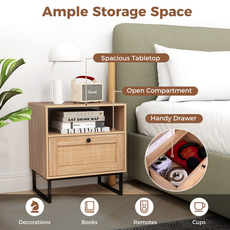 48 cm W Bedside Table