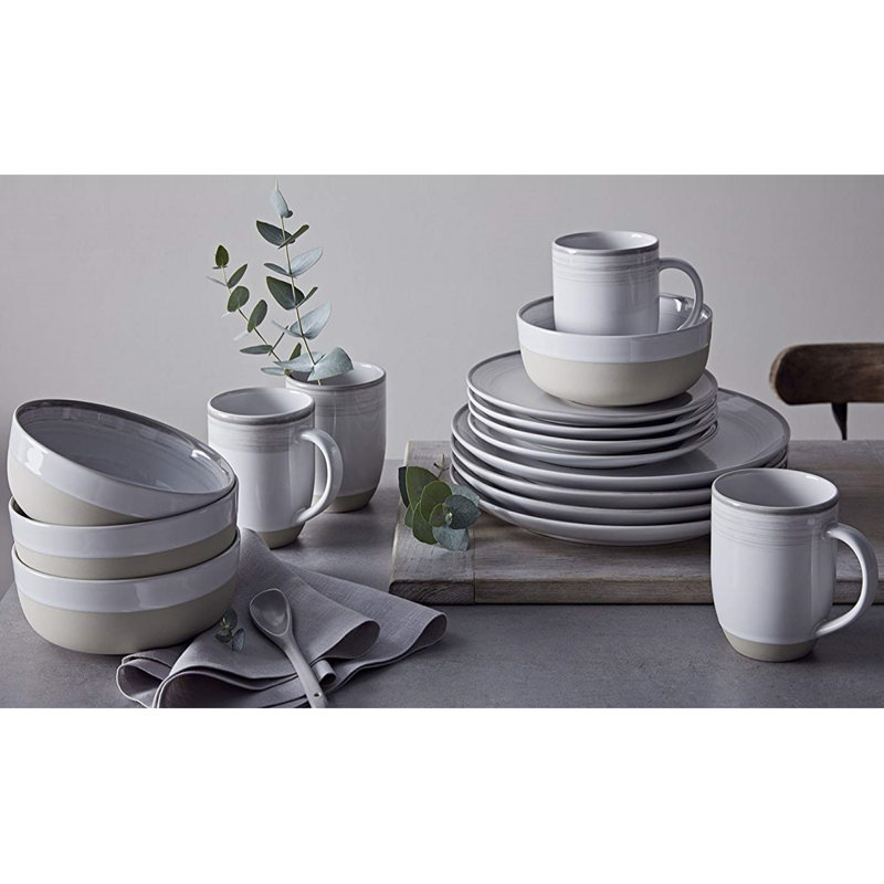 Piece Stoneware Dinnerware Set - Service for 4, White