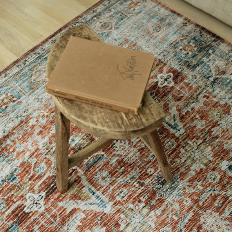 Tapis antidérapant rouille / bleu Goreville, Rectangle 5 pi x 7 pi