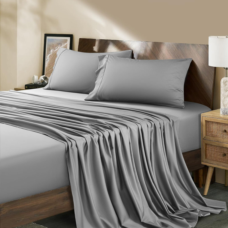 1000 Thread Count Egyptian-Quality Cotton Sheet Sets, Queen Sheet Set with 2 Pillowcases, Gray