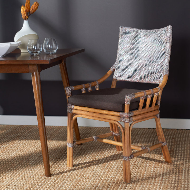 Chaise avec accoudoirs rembourrée Bungalo, Brown White Wash / Dark Brown