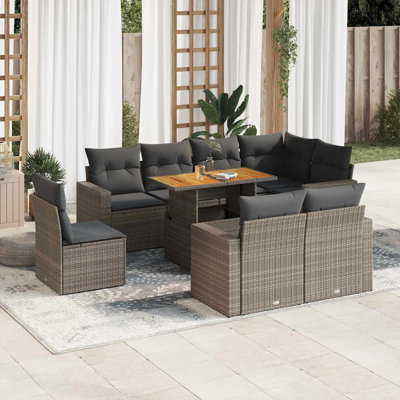  Ensemble de canapé de jardin gris, gris foncé