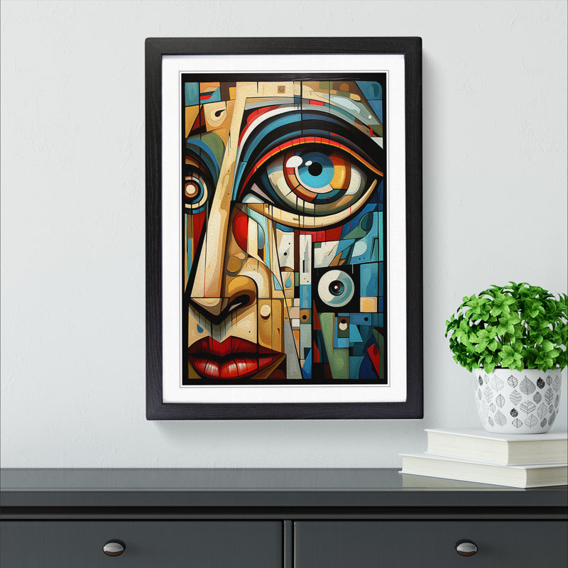 Eye Cubism - Single Picture Frame Print on Wood, Black Framed, 34cm H x 25cm W