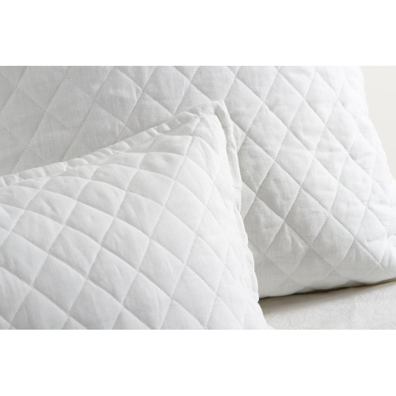 Hampton White Cotton Euro Sham with Diamond Quilt Pattern
