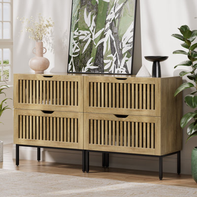 Armoire de rangement, armoire-buffet de style campagnard de 55 po avec base en métal et armoires de rangement, armoire-bar à buffet pour la cuisine, la salle à manger, le salon, le chêne
