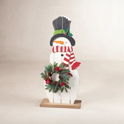 Wooden and Metal Snowman Porch Decor