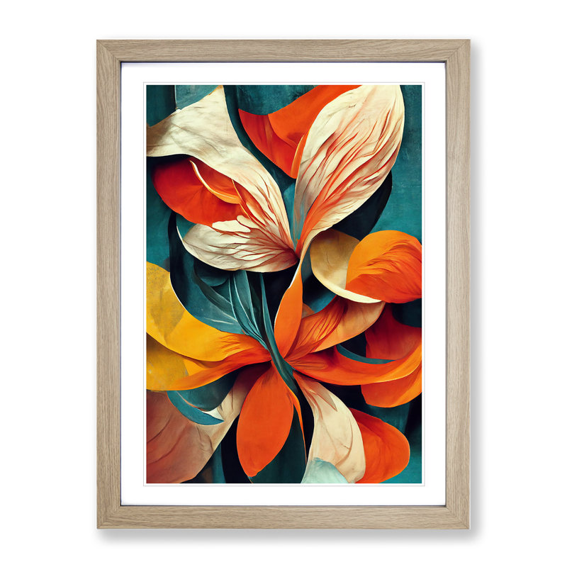 Abstract Floral No.1 - Framed Print, 46cm H x 34cm W x 2cm D, Oak