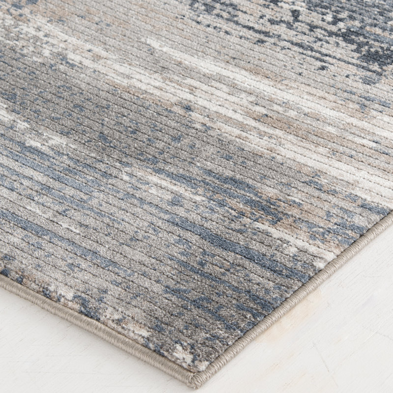 Tapis d'intérieur en polypropylène gris foncé / beige Ebern Designs, Rectangle 4 pi 11 po x 7 pi 7 po