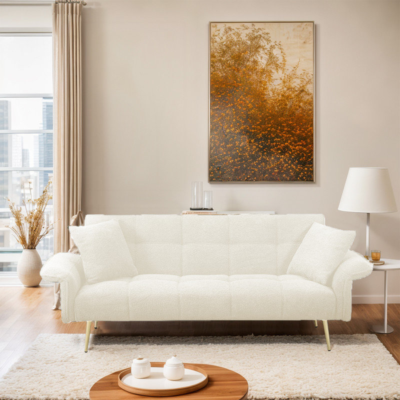Elisabella 70.1'' Velvet Sofa, Beige Velvet