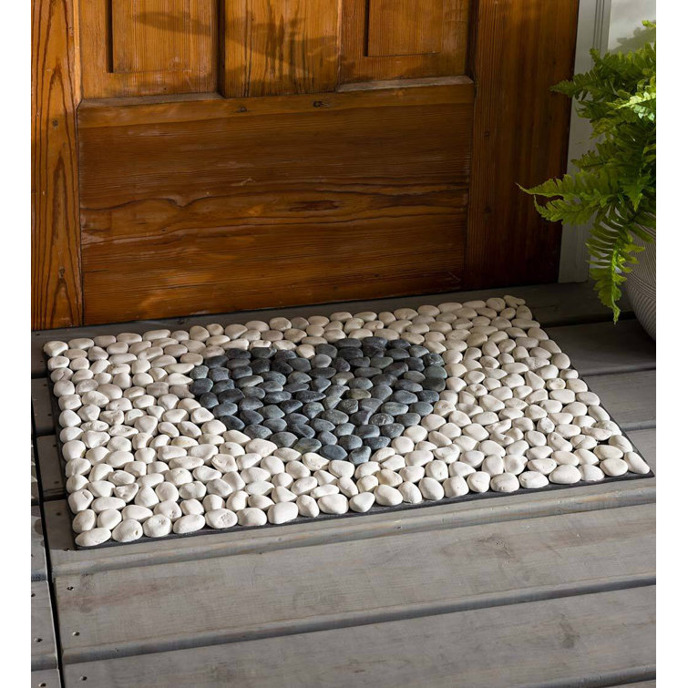 Indoor/ Outdoor River Stone Gray and White Doormat