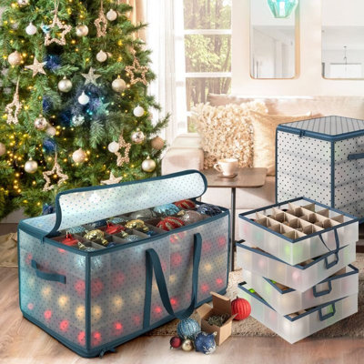 Boîte de rangement ornement de Noël avec séparateurs réglables