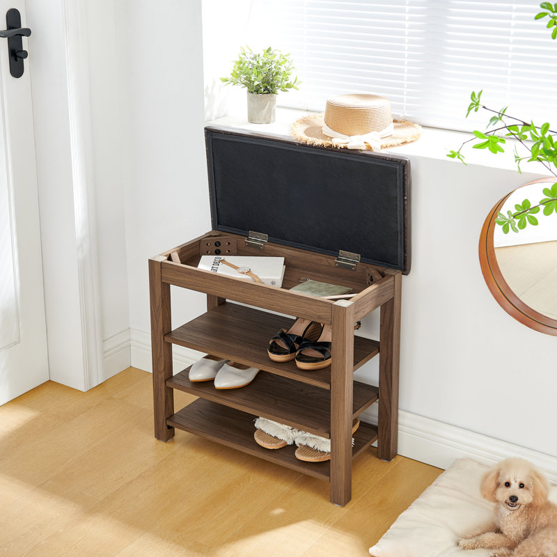 Petit banc à langer avec tablettes, Brun