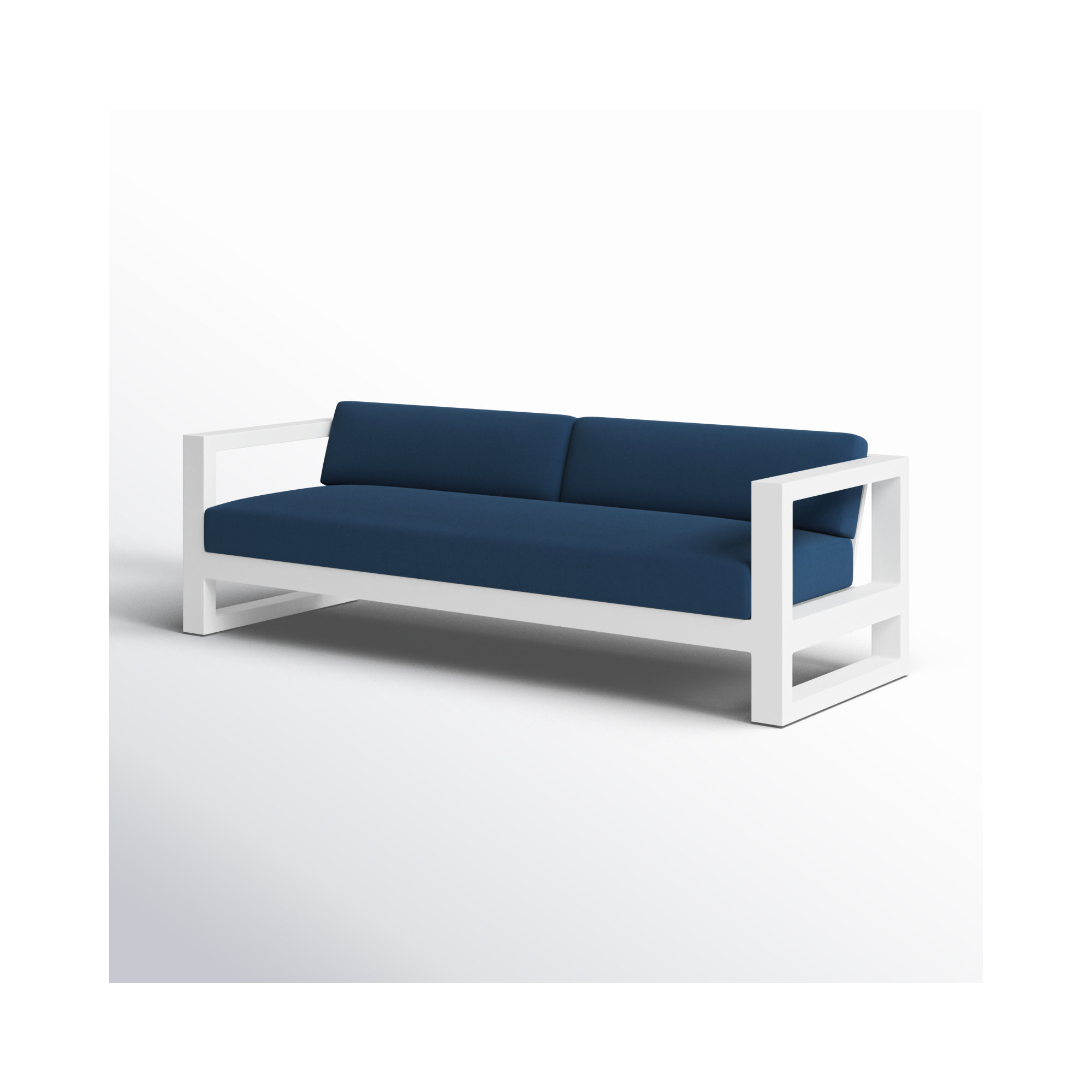 Camela 89.96'' Wide Straight Aluminum Patio Sofa with Sunbrella® Cushions, Spectrum Indigo Sunbrella®