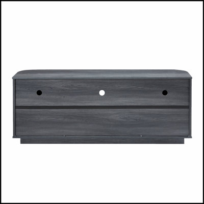 Meuble télé 64 pouces, buffet arrondi avec armoire de rangement, rayures verticales en bois pour les espaces de vie modernes