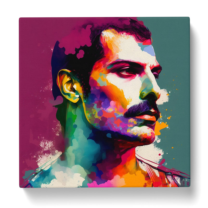 Freddie Mercury Colour Field Painting - Wrapped Canvas