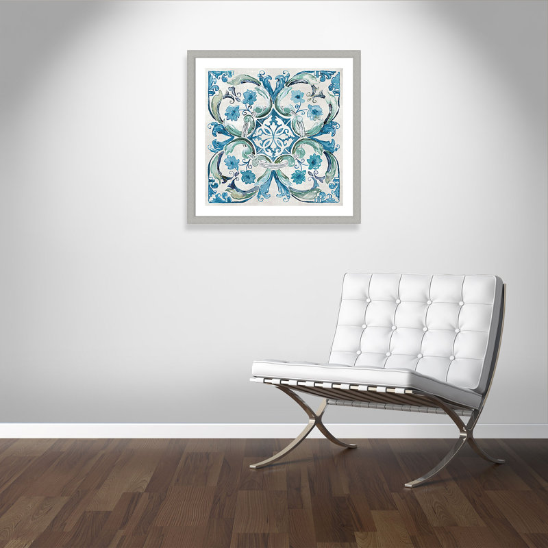 Gabriyel «Caribbean Tile I», reproduction de peinture à l'aquarelle encadrée