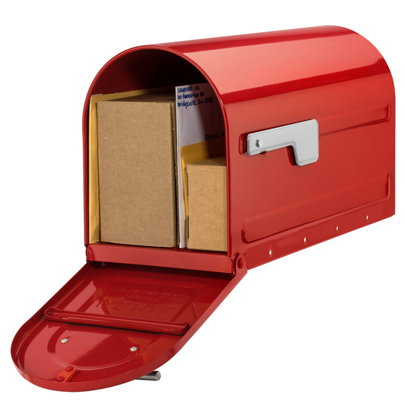 Boulder Post Mounted Mailbox, Red