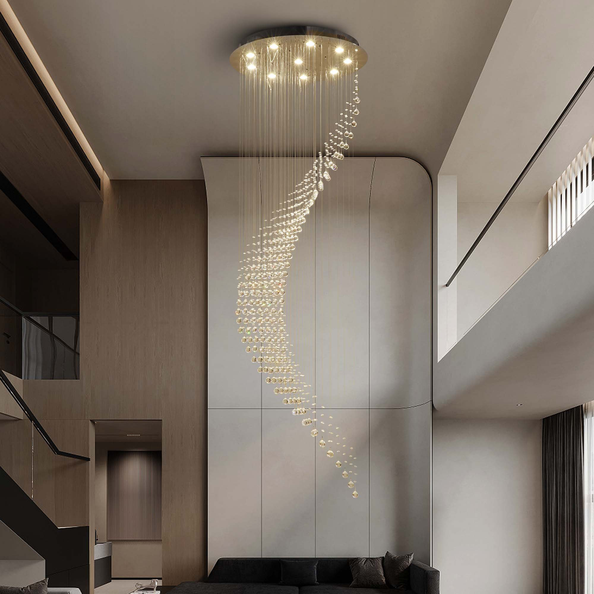 Dimmable 10-Light Geometric Crystal Chandelier