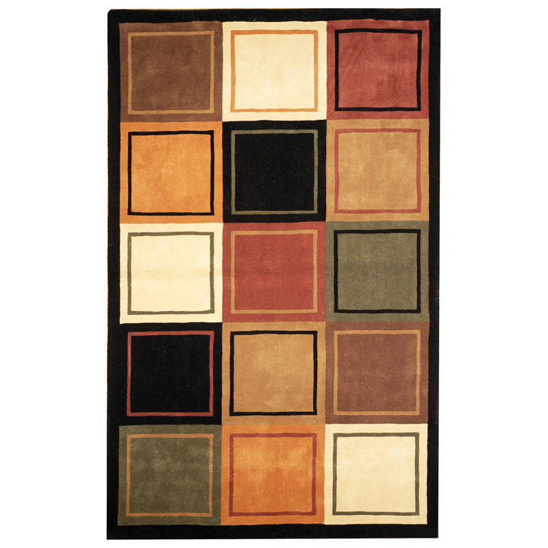 Tapis doré / noir en laine touffeté à la main, Rectangle 8 pi x 11 pi