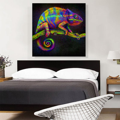 " Chameleon Lizard Reptile Branch " Painting Print