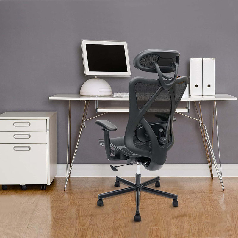 Chaise de bureau Mid-Century ergonomique avec hauteur réglable, fonctions pivotantes et roulantes, tissu respirant pour le confort du bureau à domicile