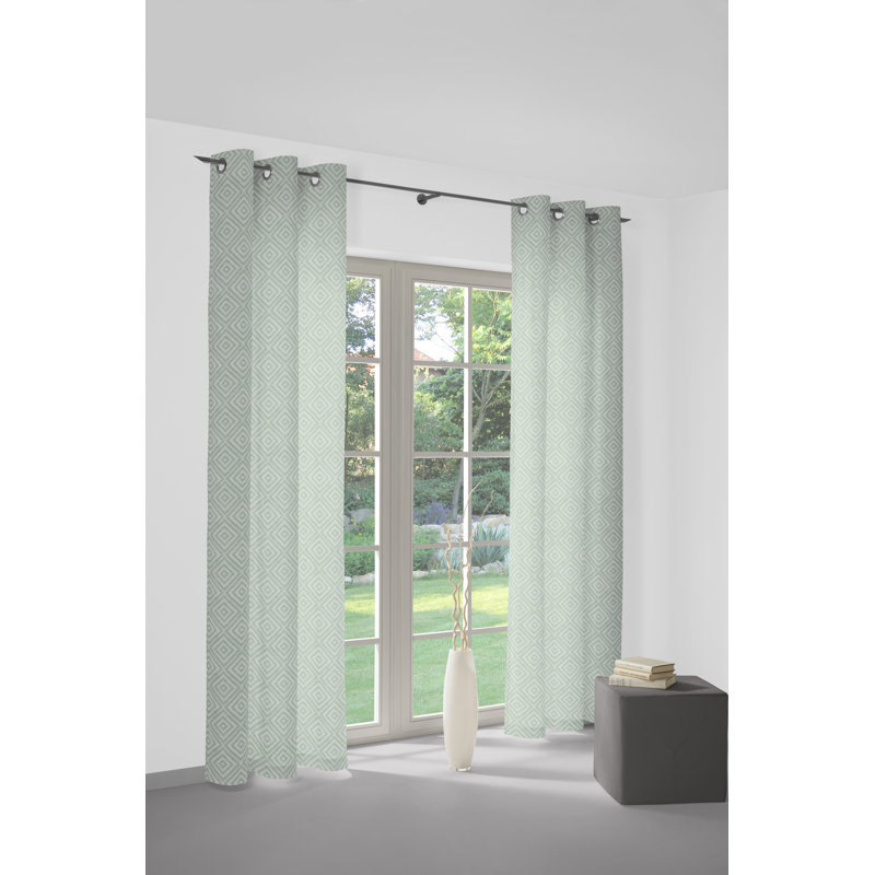 Abelard Room Darkening Curtains Single Panel, 145cm H x 132cm W, Green