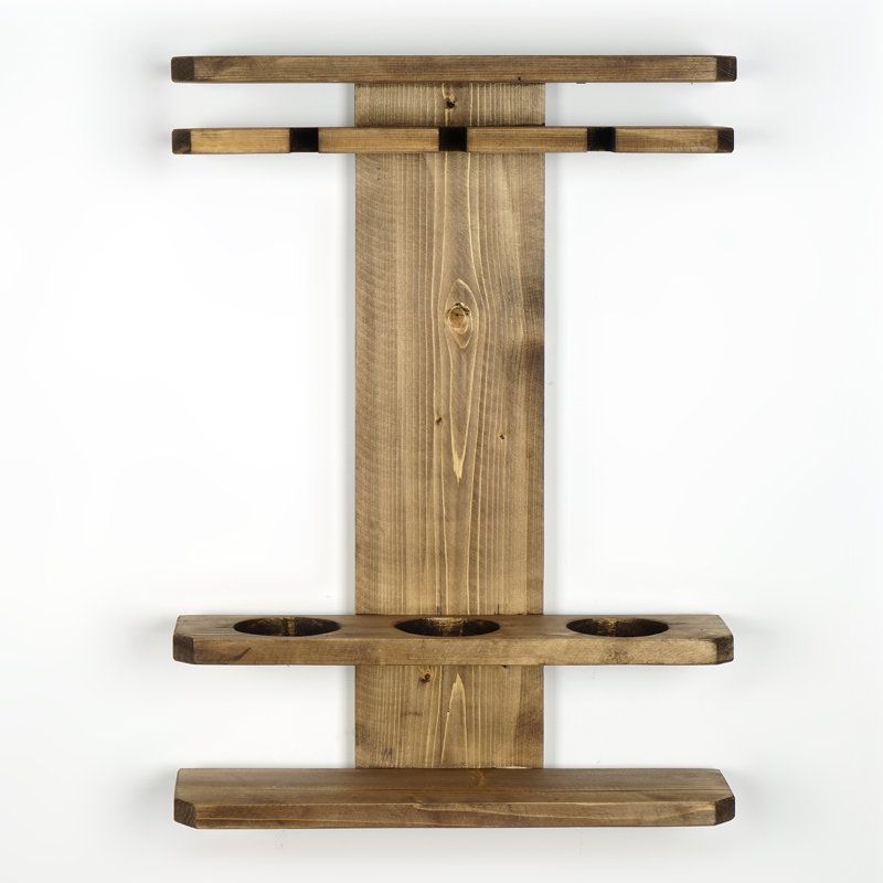 Wall Mounted Wood Wine Rack, Dark Walnut