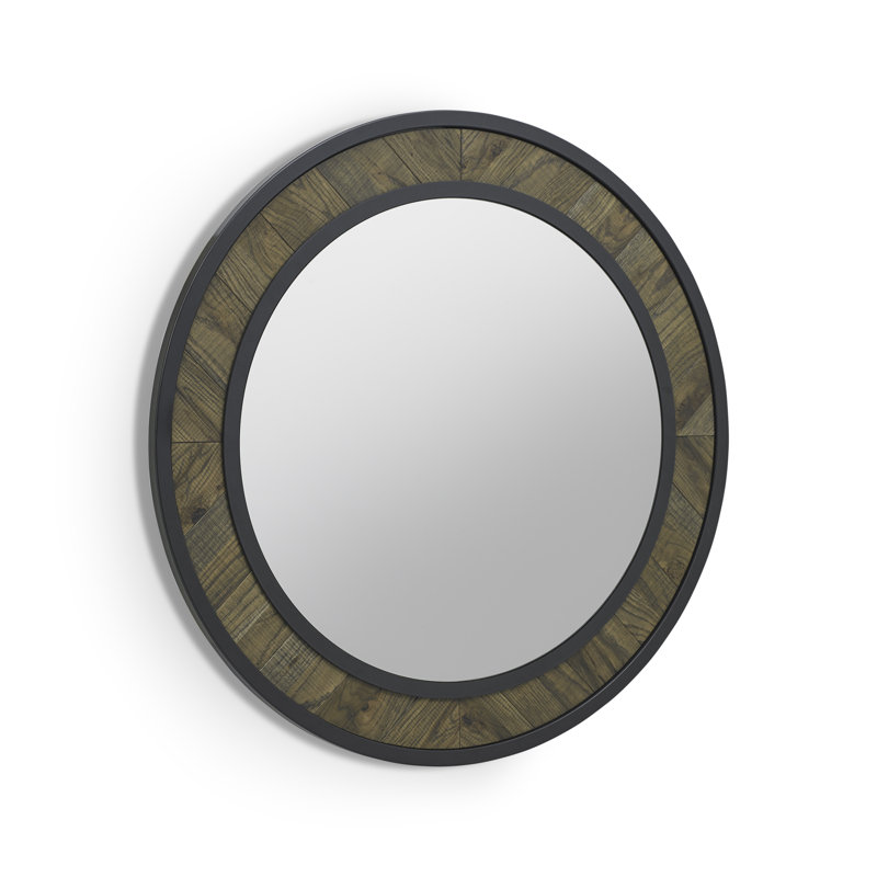 Septimus Solid And Engineered Wood Flat Wall Mirror, Fumed Oak