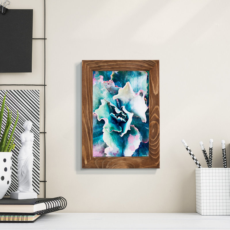 «Pastel Succulent Beauty I», reproduction de cadre photo simple, H 6 po x l 4 po x P 1 po, Noyer