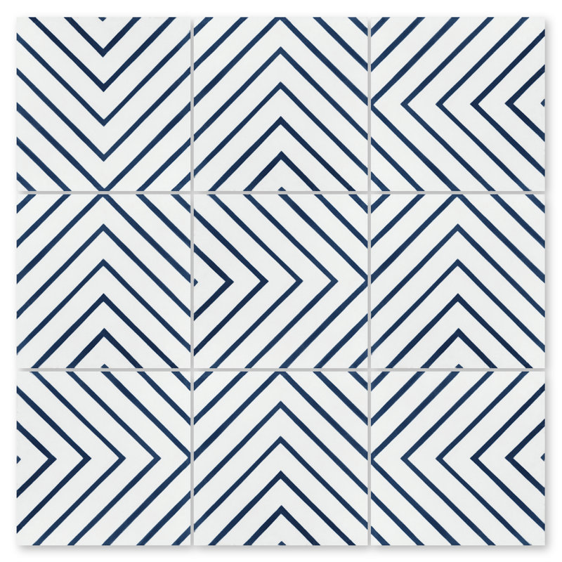 Labyrinth A 8" x 8" Cement Wall & Floor Tile, Berry Blue