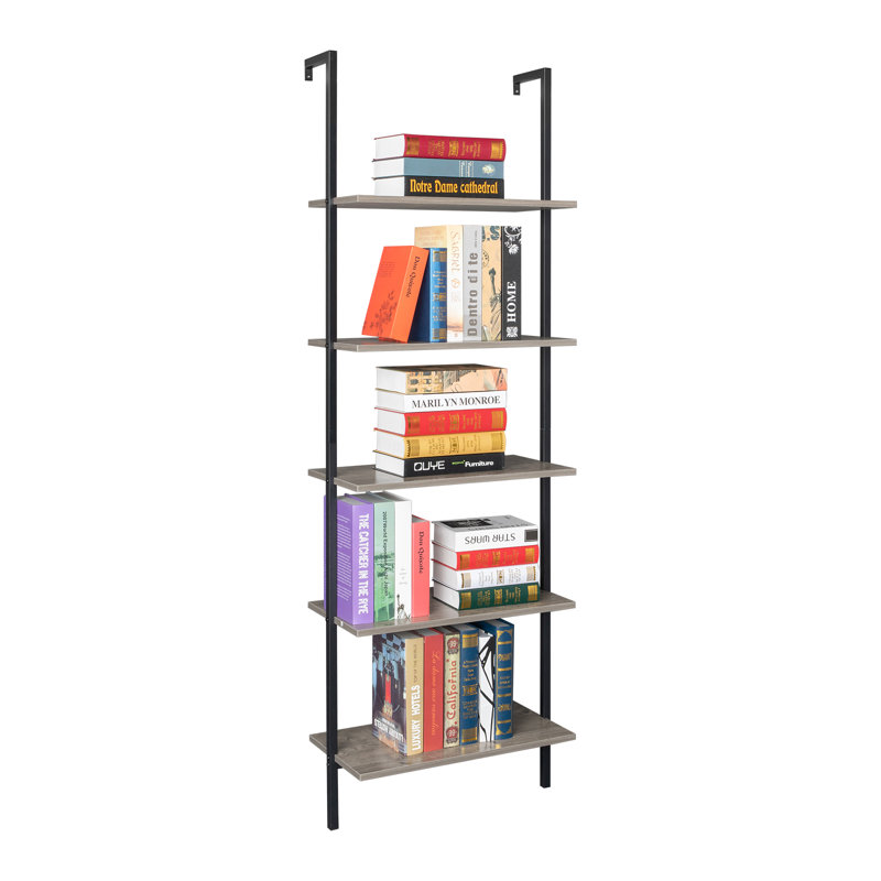 Flythe Ladder Bookcase, Black/Gray