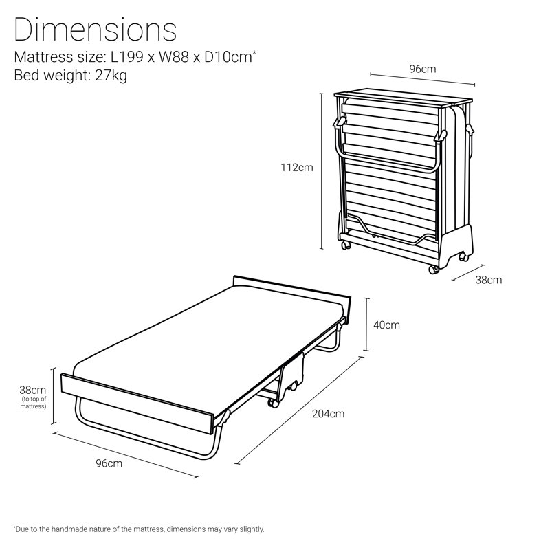 Jay-Be J-Bed Folding Bed with Performance e-Fibre Mattress, Single (3')