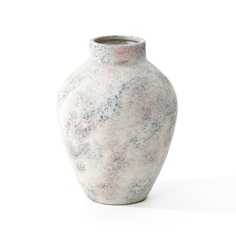 Tannehill 11.8" H Handmade Stoneware Jar Rustic Distressed Decorative Vase, 11.8" H x 8.8" W x 8.8" D