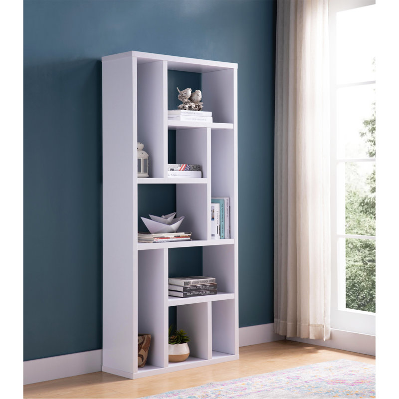 Bibliothèque contemporaine avec neuf tablettes - blanc