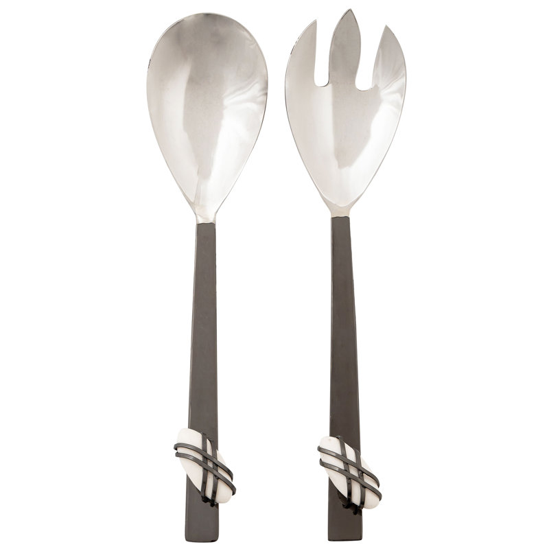 Midnight Pebble Salad Server Set
