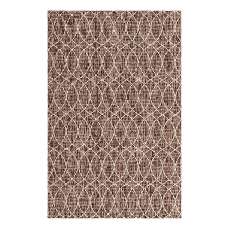 Tapis intérieur / extérieur géométrique brun, Rectangle 5 pi 3 po x 7 pi 10 po