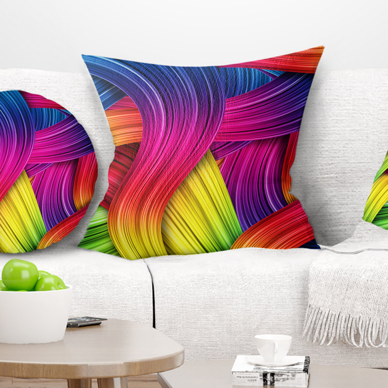 Art 3D arc-en-ciel - coussin abstrait imprimé, 16 po x 16 po, Carré