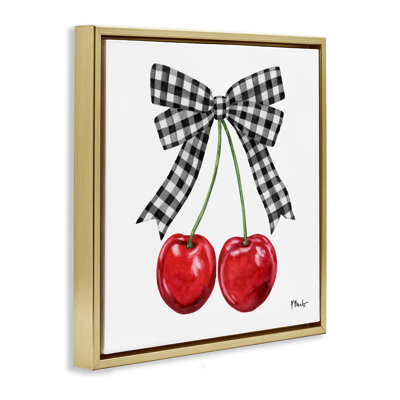 Lucky Cherries & Plaid Bow Floating Frame, design by Paul Brent