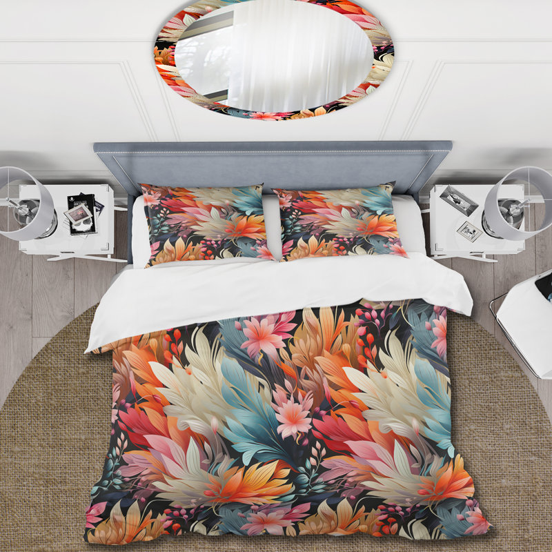 Ensemble de housse de couette Playful Multicolor Feathery Delight III - Floral
